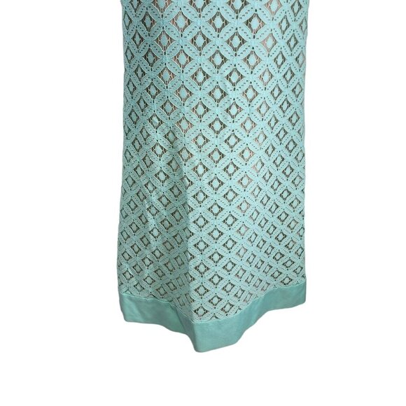 Eilza J Dress Celeste Lace Sleeveless Women's Size 2 Mint Green Linen Blend Shif - Picture 6 of 11